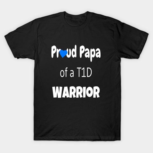 Proud Papa - White Text - Blue Heart T-Shirt by CatGirl101